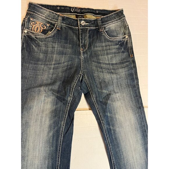 Cello Womens Embellished Bootcut Jeans 11 Denim Embroidery Rhinestone Accents - Picture 4 of 12